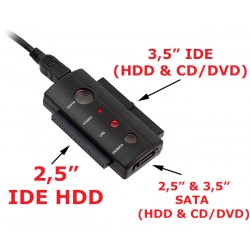 AK309 ADAPTER USB IDE 2,5 3,5 SATA + LED