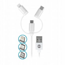Kabel 3w1 USB - Lightning + USB -C + microUSB