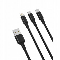 Kabel 3w1 USB -Lightning+USB-C+microUSB 1,2m 2,4AKabel 3w1 USB -Lightning+USB-C+microUSB 1,2m 2,4A