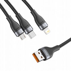 BASEUS KABEL USB 3W1 DO IPHONE MICRO TYPE-C 5A LED